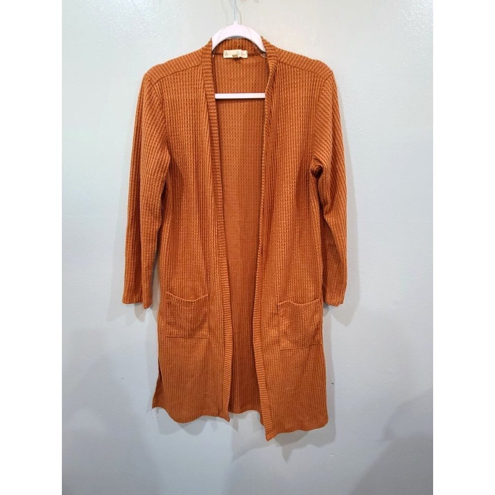 Another Reason Cardigan Women's M Camel Brown Neutral Fall Grandmacore Long Line